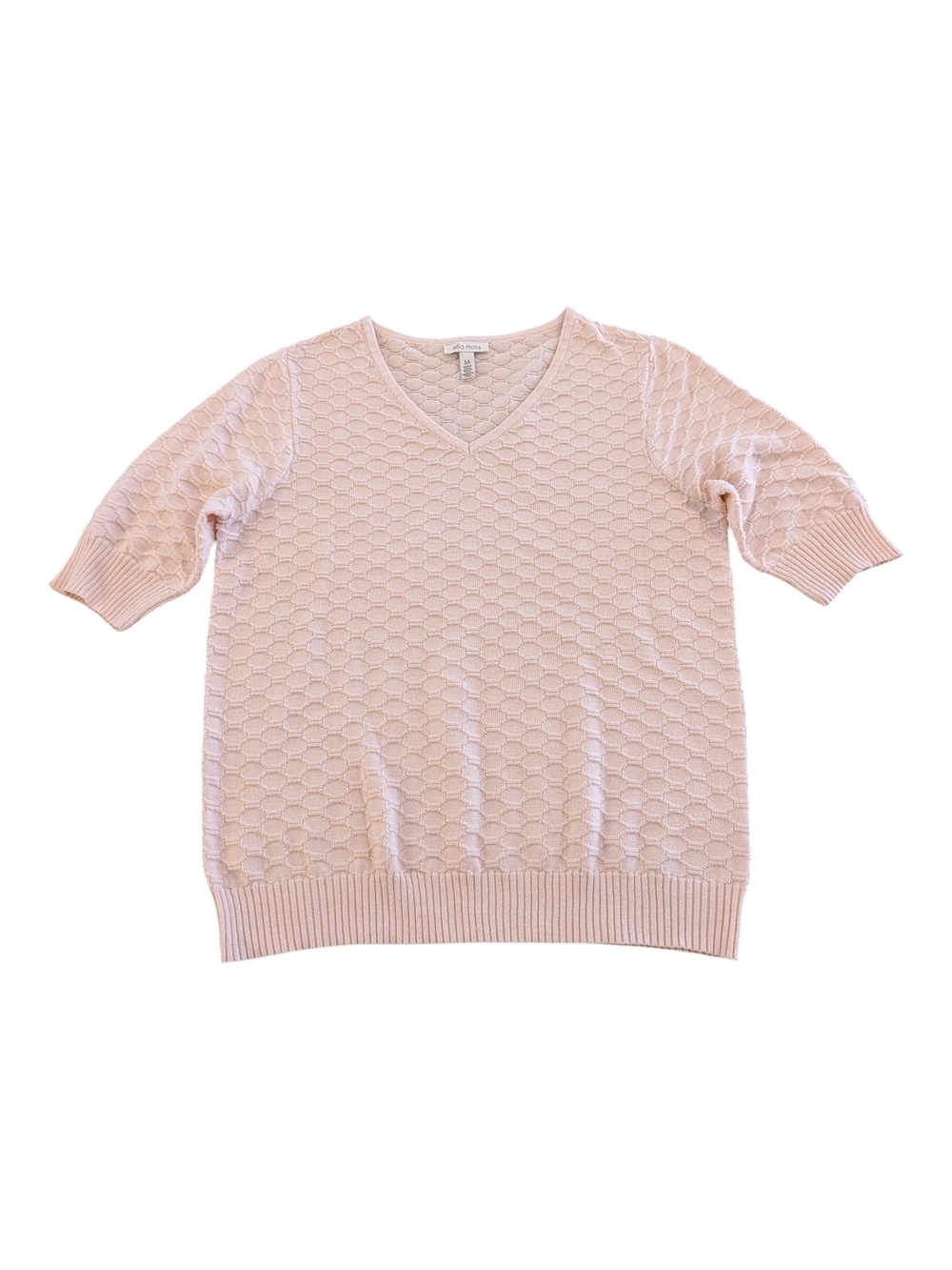 Ella Moss V-Neck Honeycomb Knit Top